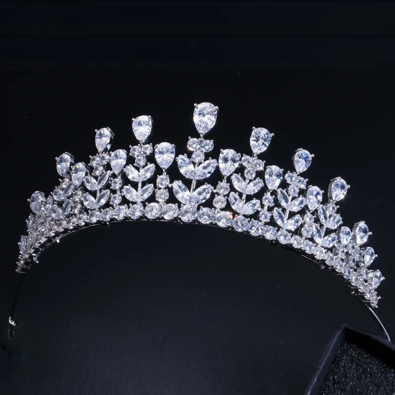 CWWZircons элегантный Красота queen CZ кубический цирконий повязка ювелирные изделия Большой Свадебный пышный диадемы и короны для невест A005