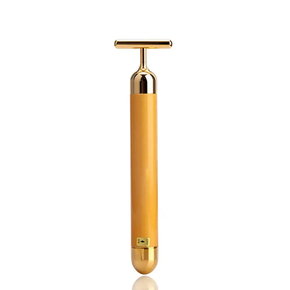 24k Gold Beauty Bar Vabration массажер для лица с T образным дизайном лифтинга удаления морщин