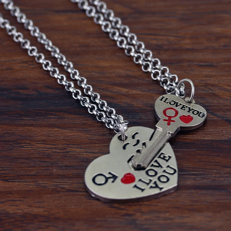 Модное ожерелье с подвеской в форме сердца и ключа Я люблю тебя для влюбленных