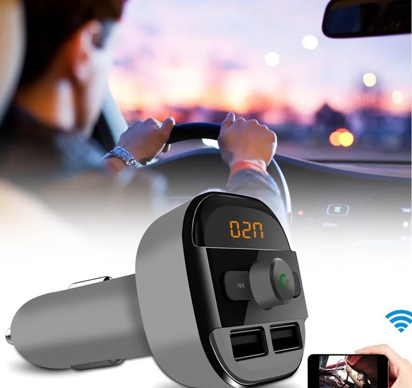 New Bluetooth Handsfree FM music player support TF card U disk car cigarette lighter dual USB universal MP3 Player | Электроника