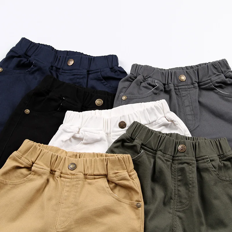 2019 Spring Autumn New Solid Color Easy To Match 100% Cotton Simple Slimming Kids Pants Child Boys Girls | Детская одежда и обувь