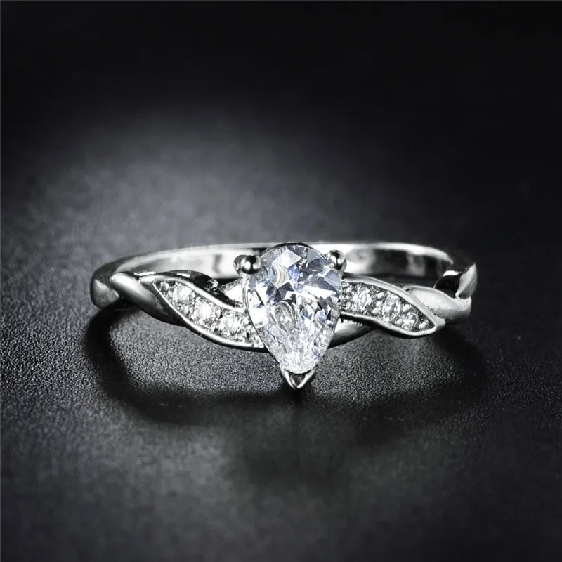 GULICX Новинка 2017 модное кольцо с каплевидными пальцами Белое золото Цвет Кристалл