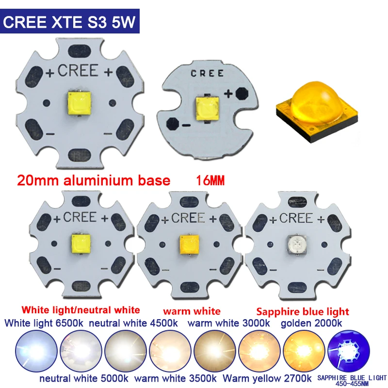 Оригинальный CREE 10 Вт XML T6 / L2 XPE R3 3 Вт/XRE Q5 Вт/XTE R5 5 Вт/XPG2 Вт/Теплый Холодный белый