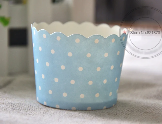 Бесплатная доставка чехол для бумажных стаканчиков кексов в белый горошек