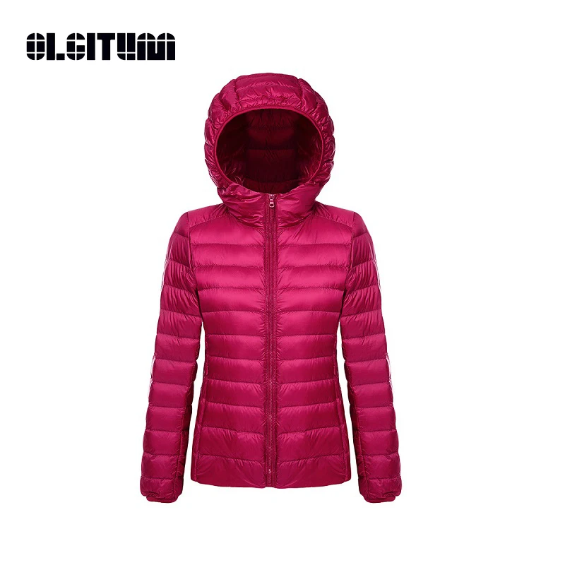 Olgitum Новинка 2017 года модные парки с капюшоном зима женский пиджак легкий тонкий