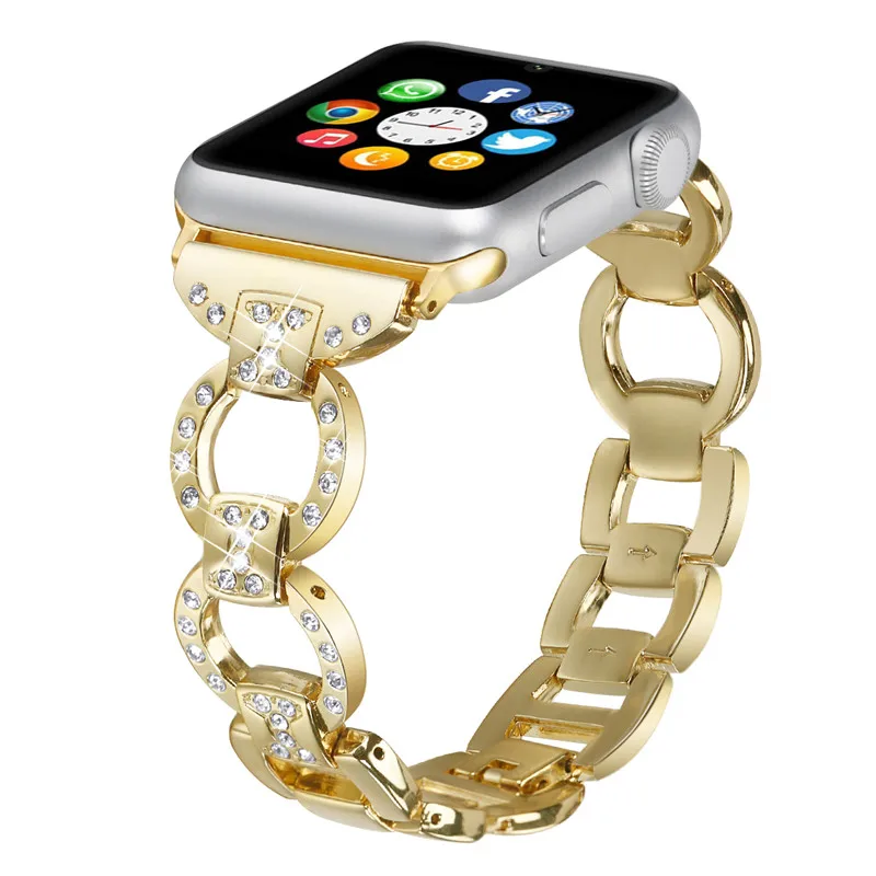 Нержавеющая сталь ремешок для наручных часов Apple Watch, ремешок 42 мм, 38 мм, для iwatch, версия 3/2/1 алмаз металлический браслет наручный ремень ремешок черного цвета
