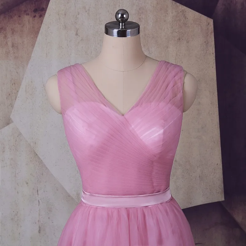 Лиловый Тюль Длинные Платья для подружек невесты 2018 Лори Vestido longo madrinha v-образный