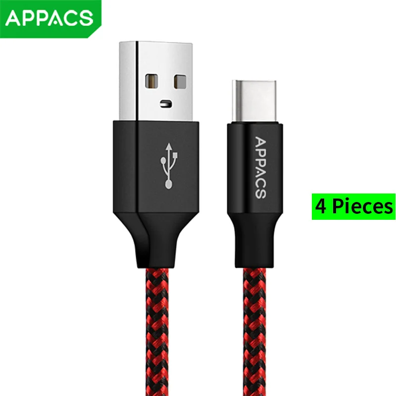 APPACS 4 шт usb type-c кабель для быстрой зарядки USB C кабель usb type C для samsung S8 USB C кабель для синхронизации данных - Цвет: Red