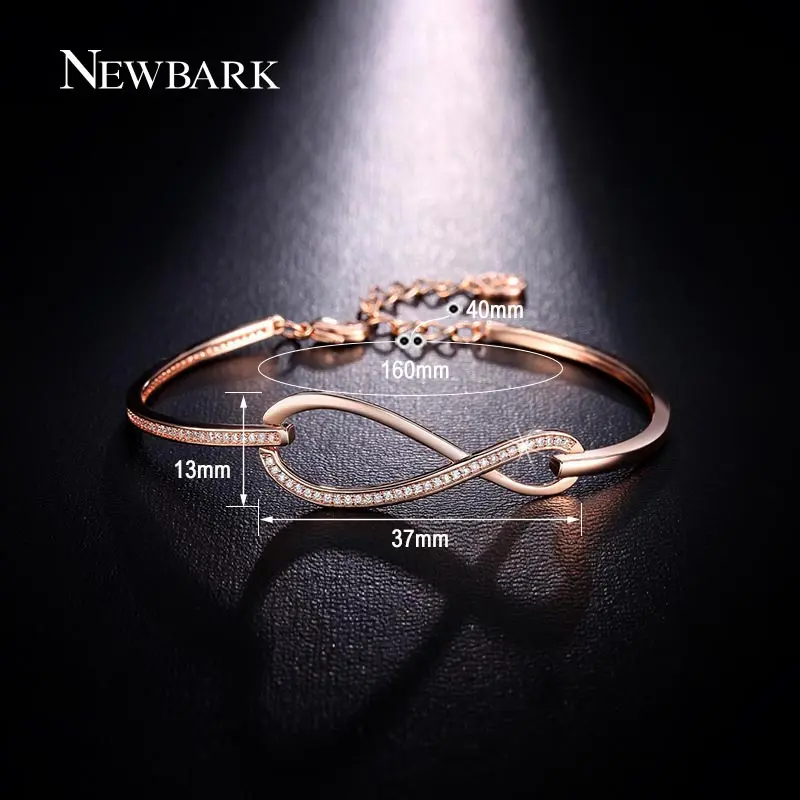 NEWBARK микро CZ проложили Рисунок 8 Бесконечность браслет розовое золото цвет и