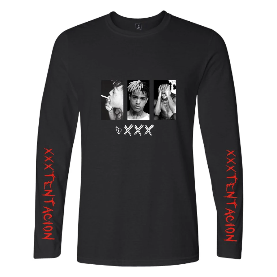 Футболка с длинным рукавом в стиле хип хоп принтом рэп XXXTentacion Весенняя крутая и