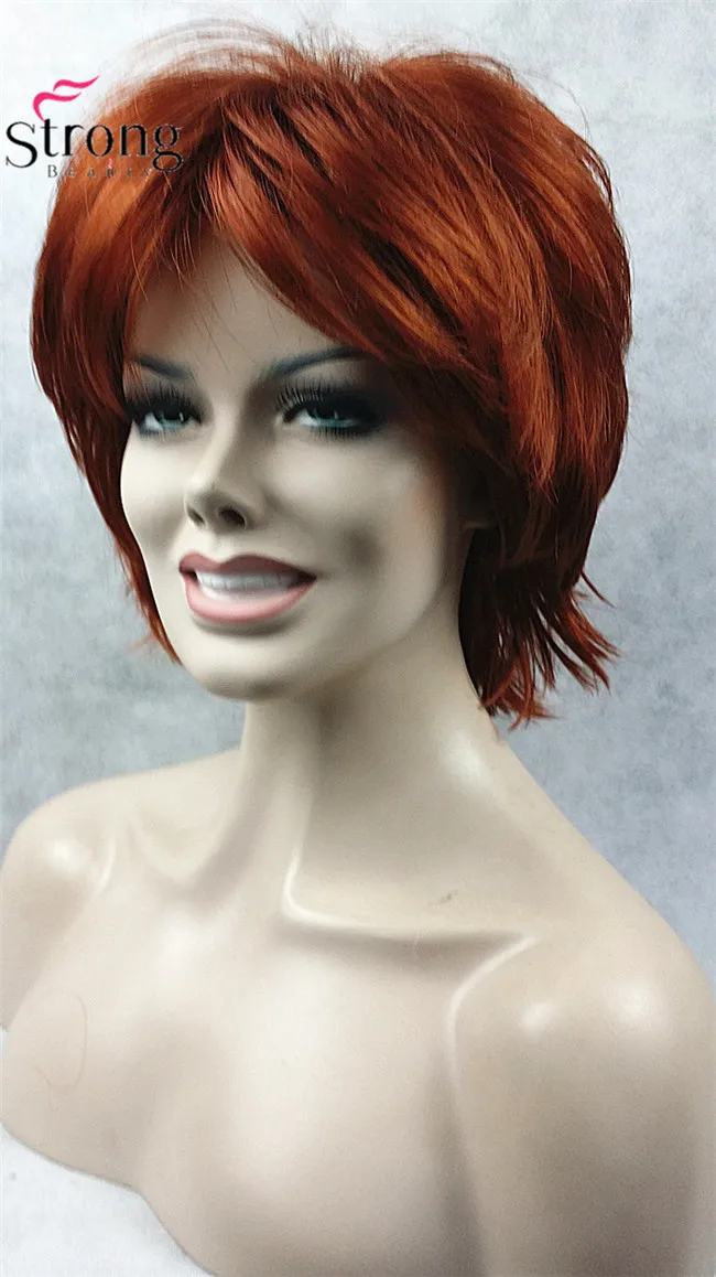 StrongBeauty короткий светло-коричневый подчеркивает Feathery Shaggy полный синтетический парик выбор цвета