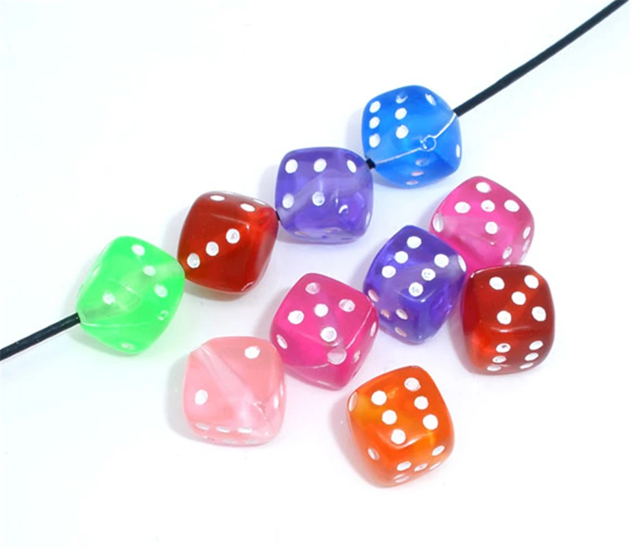 DoreenBeads 100Pcs прозрачные бусины микс акриловые игральные кости разделительные 9x9 мм