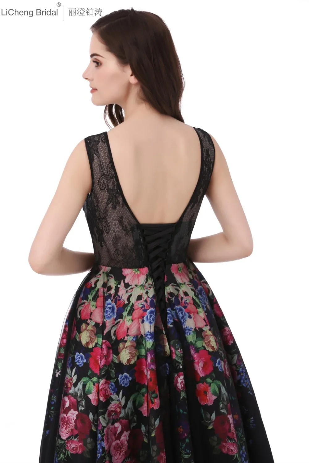 Дешевые цветочные Аппликации Платье невесты открыть назад-Line тюль лонг 2017