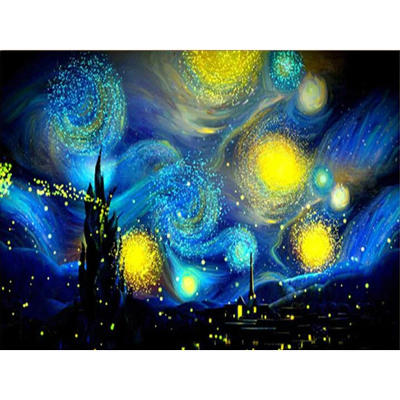 5d Diy Starry night Van Gogh Full Diamond embroidery painting mosaic round picture Home Decor Arts &amp Craft v415 | Дом и сад