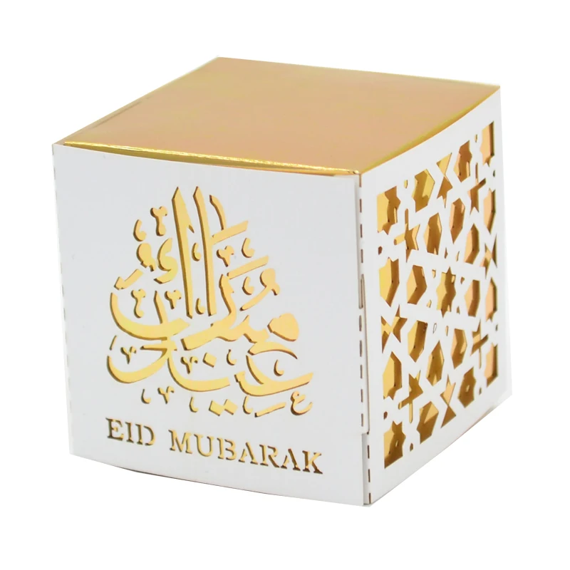 50 шт./лот вечерние подарочные коробки Happy Eid Mubarak мусульманский муслиновый декор