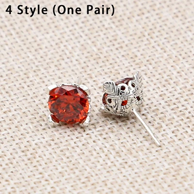 4 Style One Pair Креативная женская серьга в стиле хип-хоп, 4 стиля, Настоящее серебро, 925 пробы, хорошее ювелирное изделие для женщин и мужчин, серьги-гвоздики с мозаичным камнем E04 - Цвет камня: 4 Style One Pair
