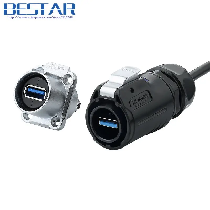 Уличный водонепроницаемый USB-разъем IP65 / IP67 USB 3 0 штекер и гнездо