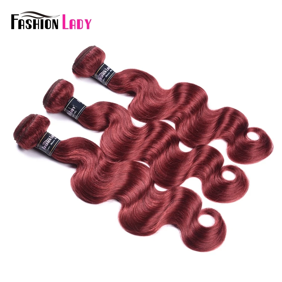 Модные женские предварительно окрашенные красные перуанские пучки Bodywave пряди
