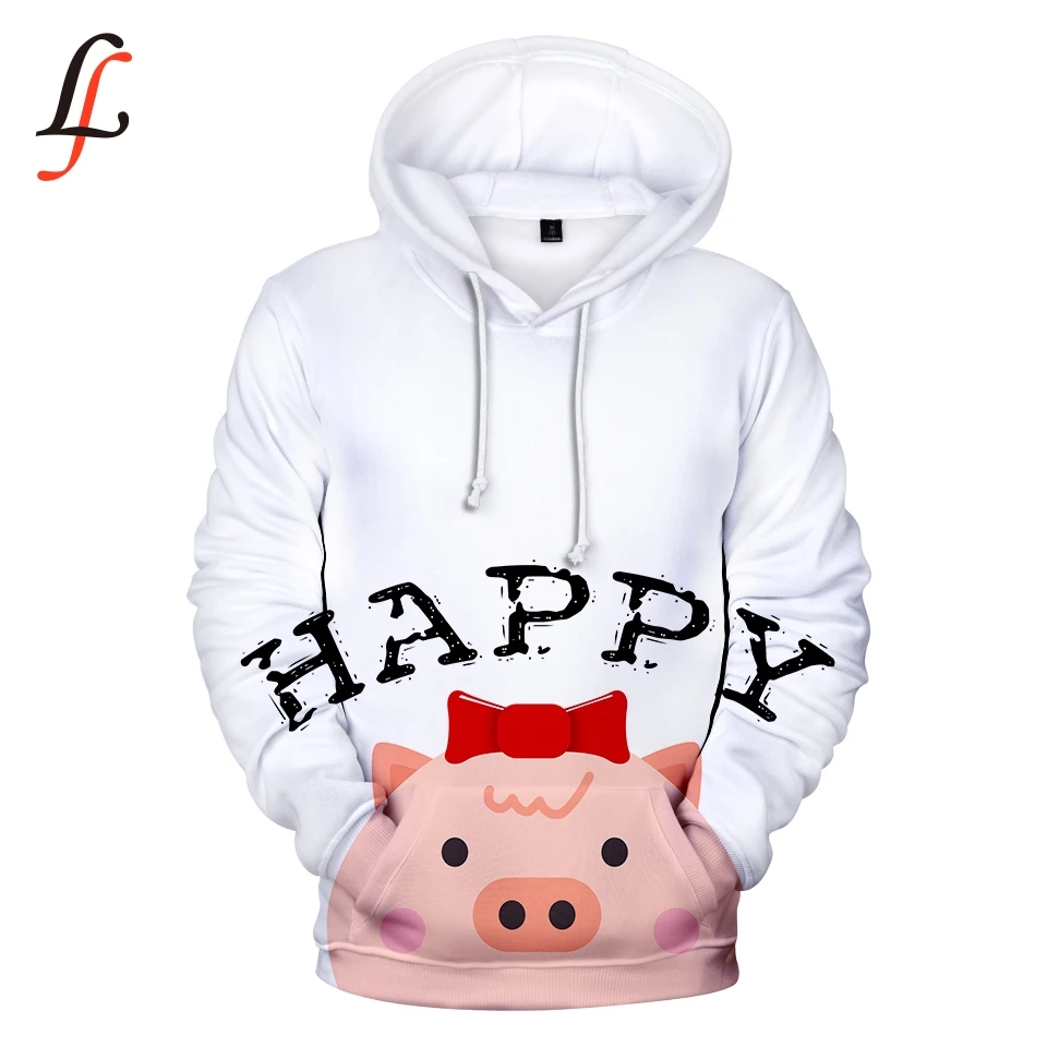 Kpop толстовка с капюшоном HAPPY Pig 3D принт женский и мужской уличный сверхразмерный