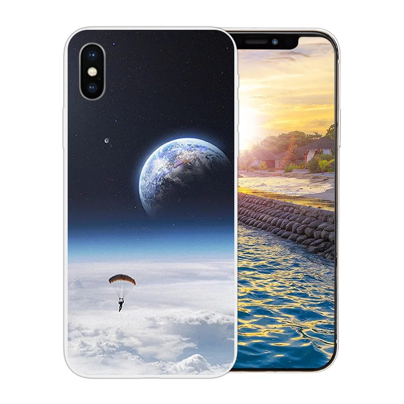 for iPhone X 10 Phone Cases Clear Soft Silicone Apple 6 6s 7 8 Plus Matte TPU Space World Pattern 5S 5C SE Coque |