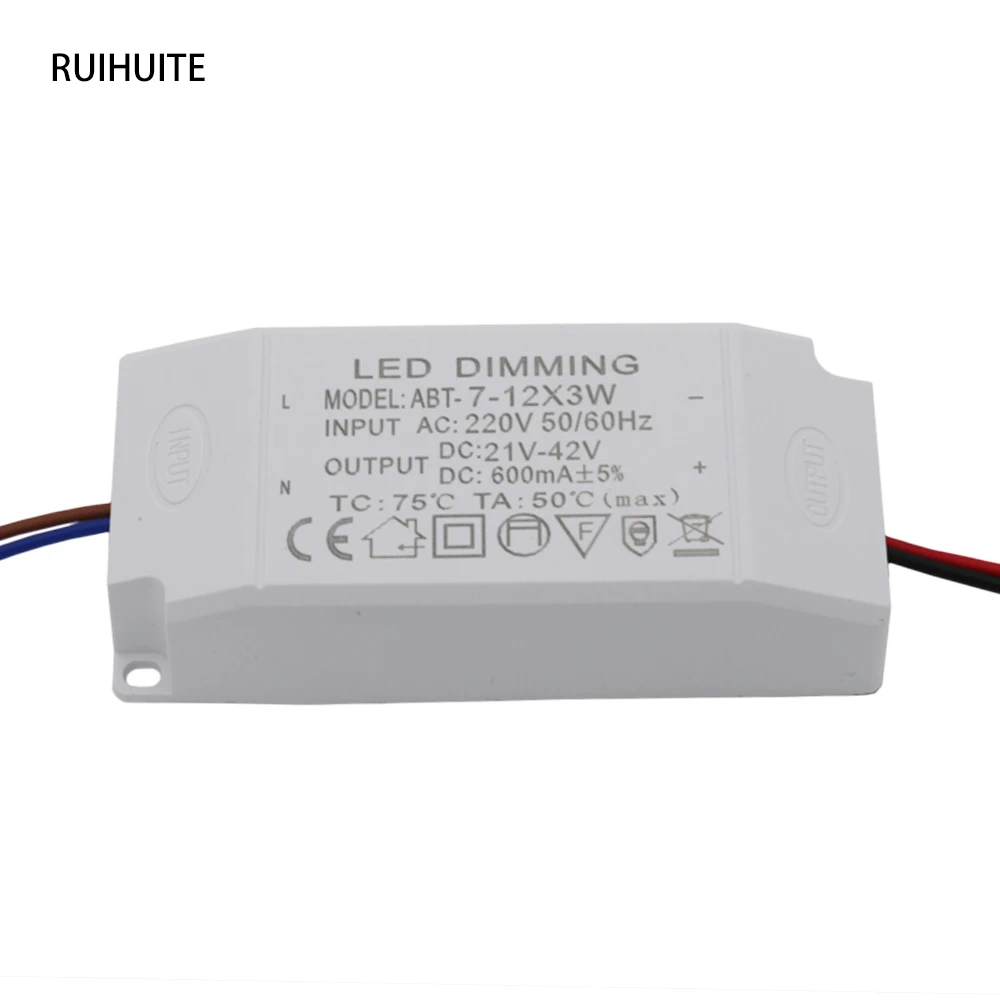 Светодиодный Диммируемый драйвер RUIHUITE 600mA 7 12x3W DC 21 V 42 источник питания 7x3W 8x3W 10x3w AC