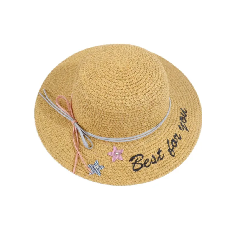 

About 2-7 years old Kid Girls Bow Cap Baby Beach Vacation Beach Straw Hat Children Outdoor Sun Fisherman Hat 2MZ91