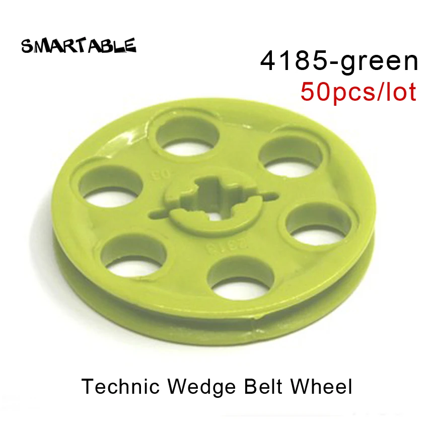 4185-green-50pcs Smartable MOC Technic клиновидный ремень колеса/звеньевая цепь/звеньевой привод протектора, запчасти для конструкторных блоков, игрушки, совместимые со всеми брендами 14149 - Цвет: 4185-green-50pcs