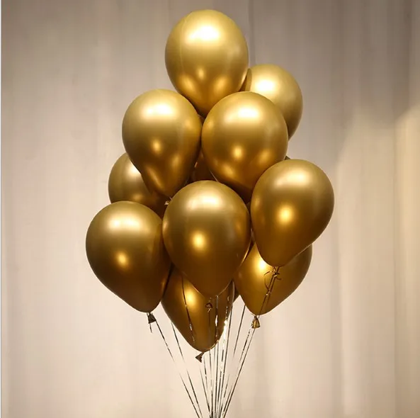 Golden 50pcs Chrome Latex Balloons Wedding Party Decor Globos Thick Pearl Metallic Ballon birthday party decorations kids - Цвет: Golden
