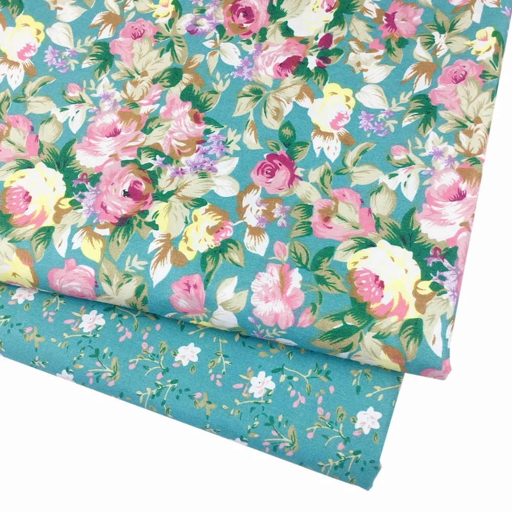 Синяя Цветочная новая хлопчатобумажная ткань на метр для рукоделия|cotton fabric|cloth