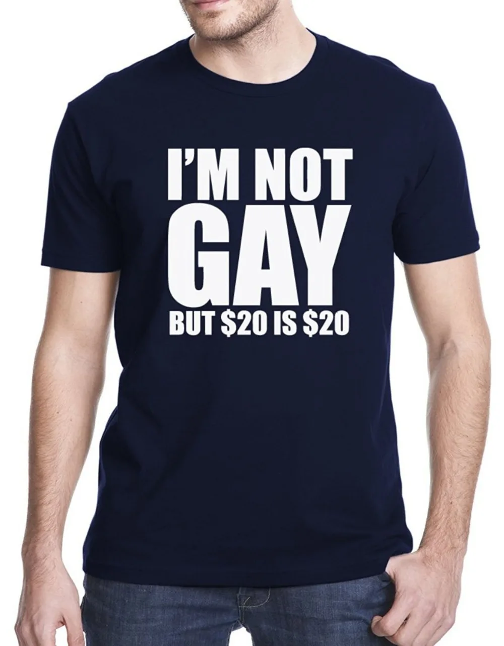 2017 Мода забавный повседневная Человек Возглавляет тройники я не Гей но $20 Веселые