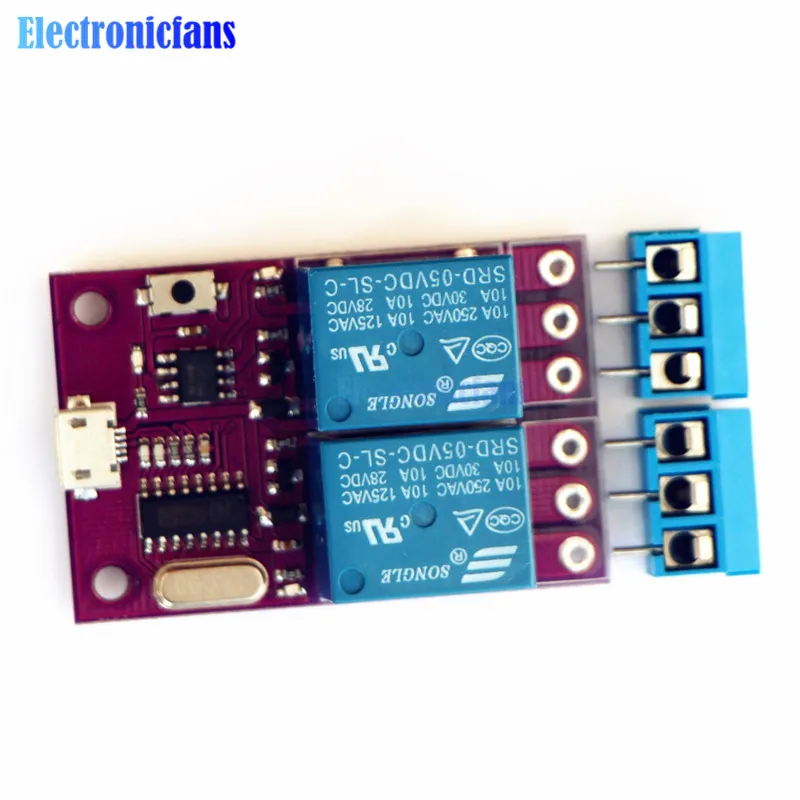 2 канальный релейный модуль с задержкой 5 в CH340 CH340G Micro USB для TTL интеллектуальная