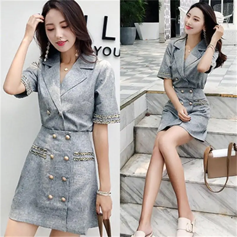 

Fashion Suit female Suit collar OL professional suit New fashion shirt double-breasted suit & skirt two-piece women