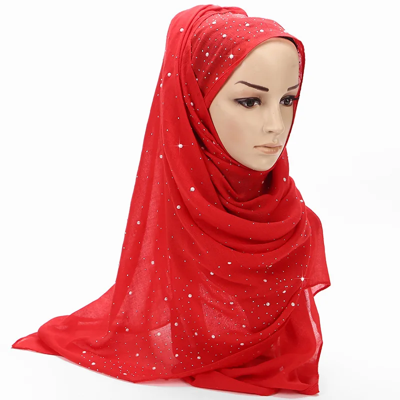 

Beautiful Candy Color Stone Roast Porcelain Scarf Cotton Breath Hijab Muslim Dress Turban Turbante Headscarf Wholesale