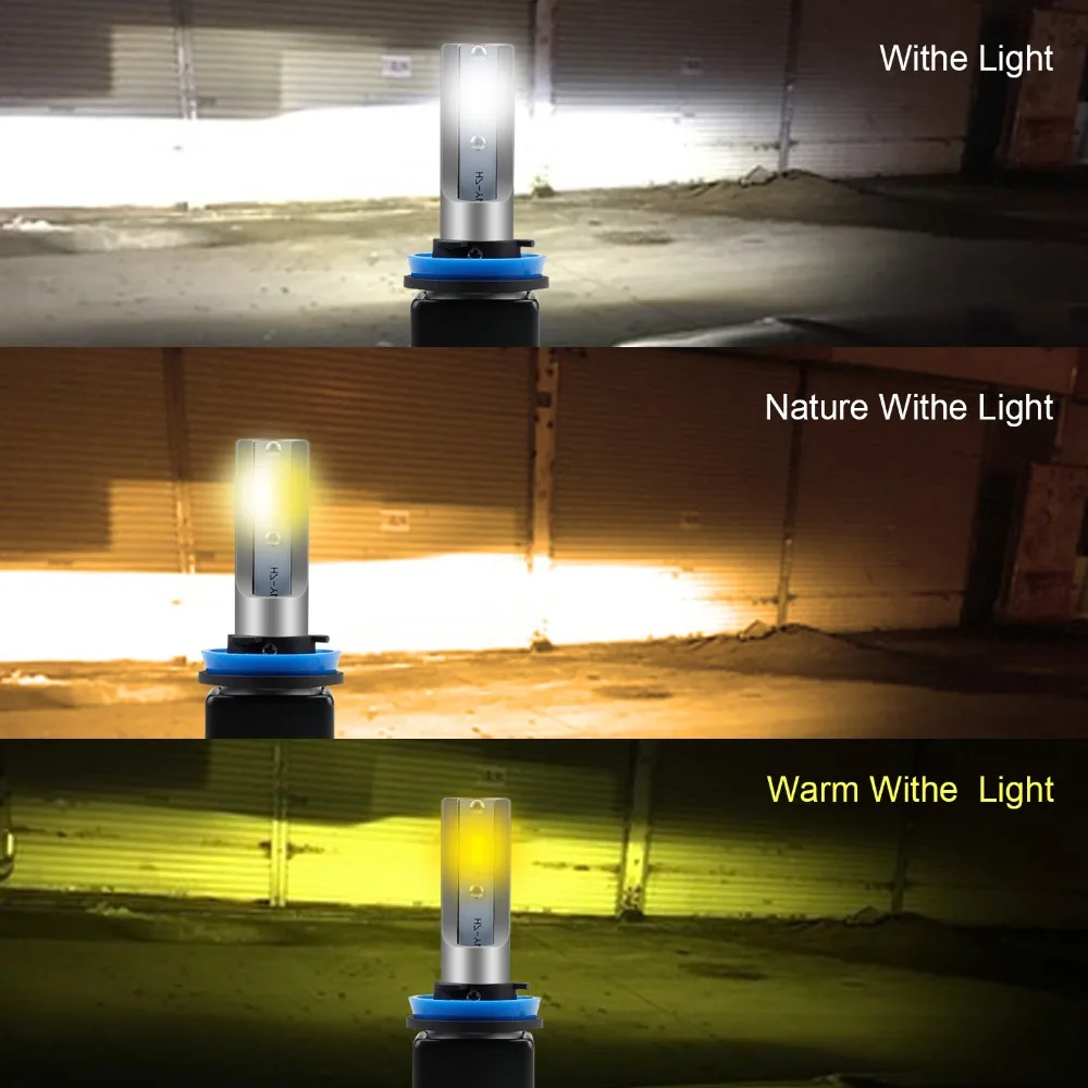 

LVTUSI 3 Colors H7 LED H4 H11 Car Headlight H1 9005 9006 Automobile Lamp Bulb 3000K 4300K 6000K 9600LM 12V Copper Light CJ