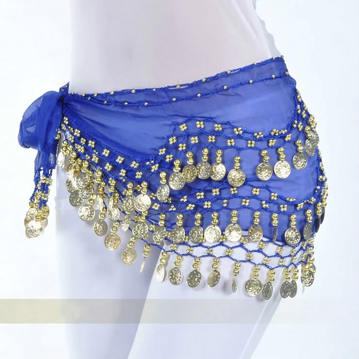 3 слоя шифон 128 монета танец живота Пояс для женщин Bellydance костюм Талия цепочка