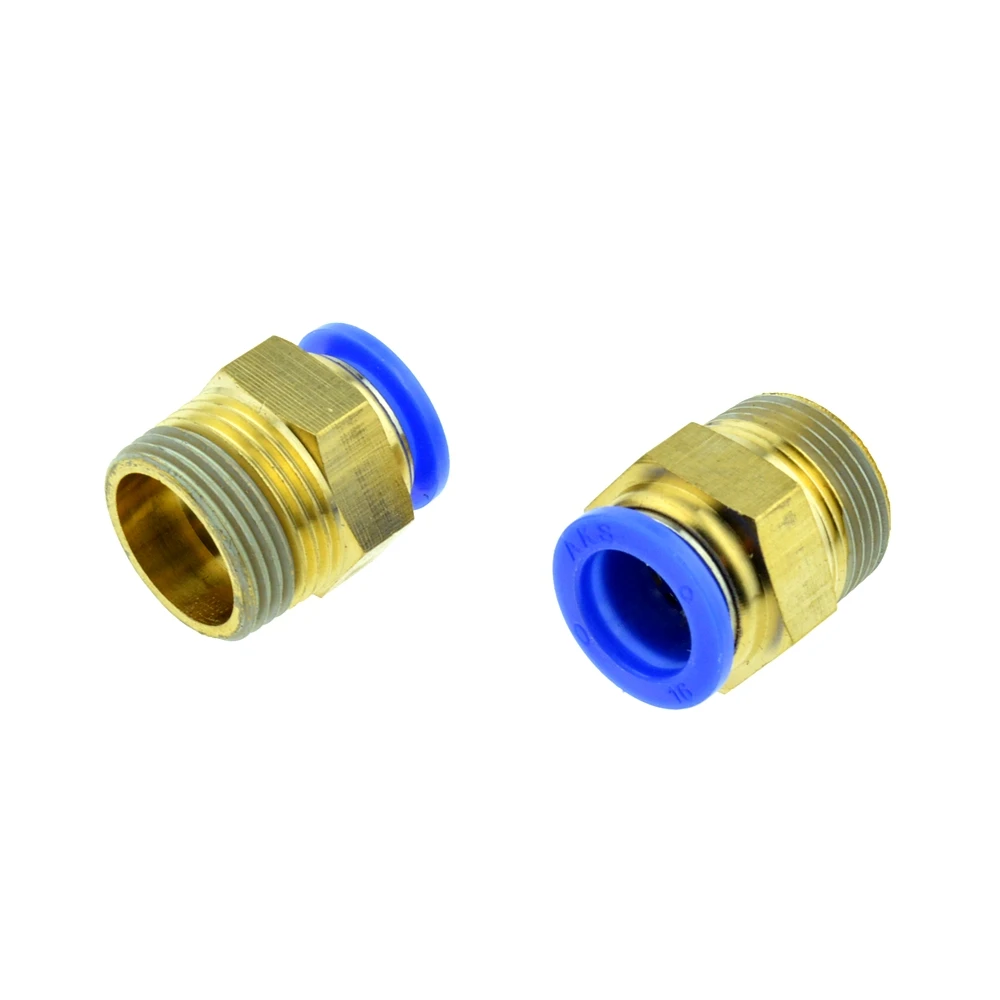 

5PCS 16mm Hole push to 3/4" BSPT ( OD:25.7mm) male thread Straight Quick Connector Pneumatic Fittings brass connector
