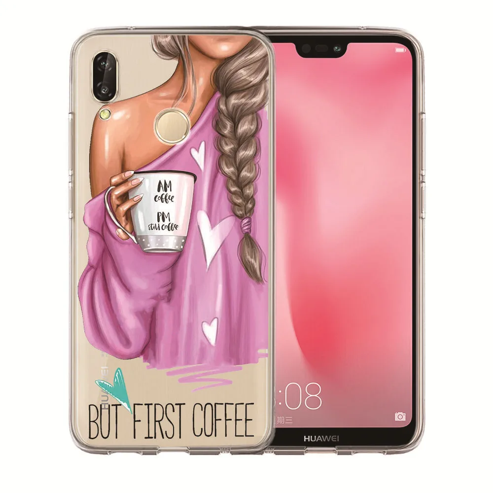 For Huawei Honor 10 9 8 8X 8C 7A 7C 7X 7 6X 6A Lite Coque Etui Luxury Black Brown Hair Baby Mom Girl Queen Princess Phone Case |