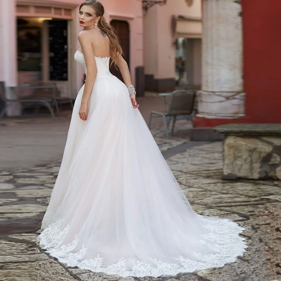 ADLN New Sweetheart Tulle Sleeveless Wedding Dresses Applique Bow Belt A-line vestido de novia Bridal Gowns | Свадьбы и торжества