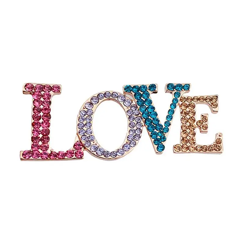 

Multi Color full Rhinestone Wheat Brooches Women Letter LOVE Brooch Pin Fashion Jewelry Coat Dress Corsage