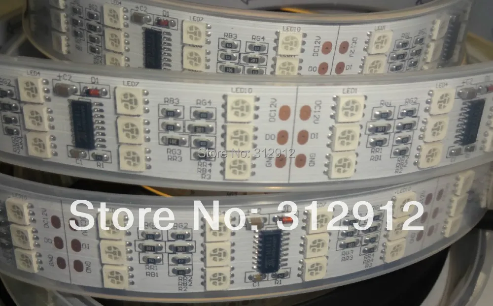 3 ряда 5 м 12 В постоянного тока 144 светодиодов/м и шт. TM1812 ic/метр (48 пикселей)