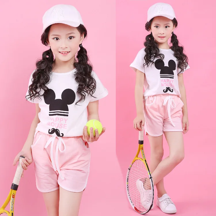 Комплекты костюмов для девочек Новинка лета 2019 модная детская одежда с