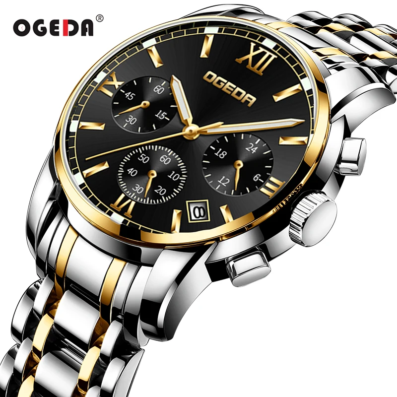 Relogio Masculino OGEDA New Sport Chronograph Mens Watches Top Brand Luxury Full Steel Quartz Clock Waterproof Classic Watch Men | Наручные