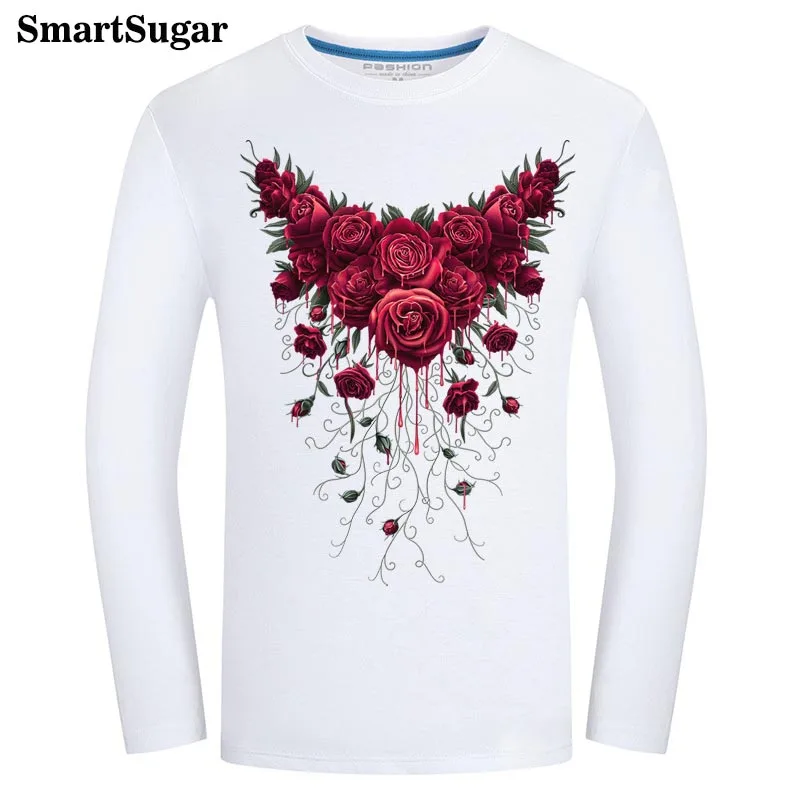 Smartsugar 6xl 3D футболка Для мужчин S Горячая осень 2017 г. розы напечатаны Футболки
