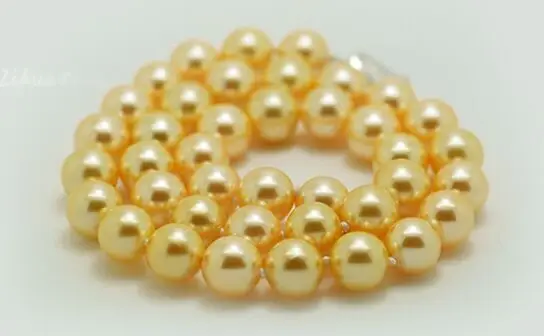 Огромное жемчужное ожерелье Ms. Top 925 18 дюймов 9-10 мм натуральное круглое золото для