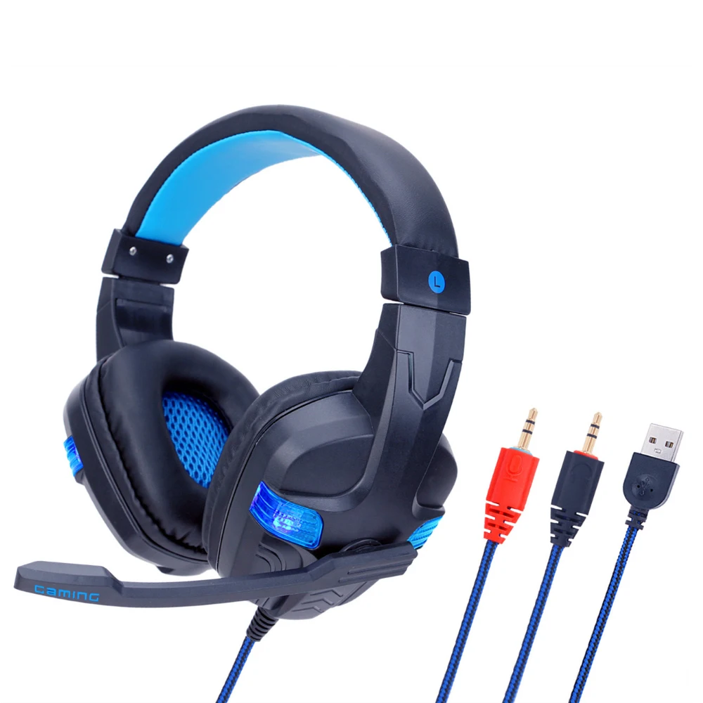 Светодиодный свет для PC Gamer P90 Игровые наушники Проводная Gamer гарнитура стерео звук Over-Ear наушники Игровые с микрофоном