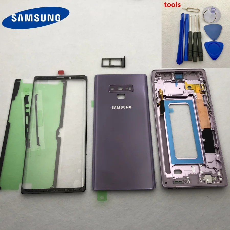 Чехол note9 с полным корпусом, задняя крышка со средней рамкой+ Переднее стекло, запасные части для samsung Galaxy NOTE 9 N960 N960F