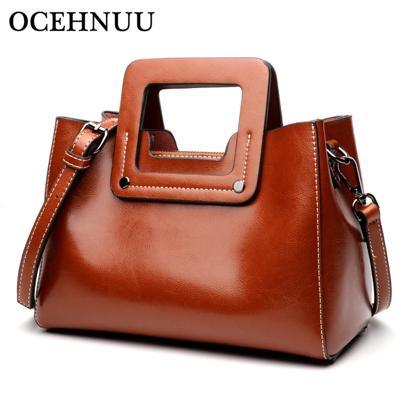 

OCEHNUU Luxury Solid Female Handbag Genuine Leather Women Crossbody Bag Messenger Bolsos Mujer Piel Ladies Shoulder Bags Purse