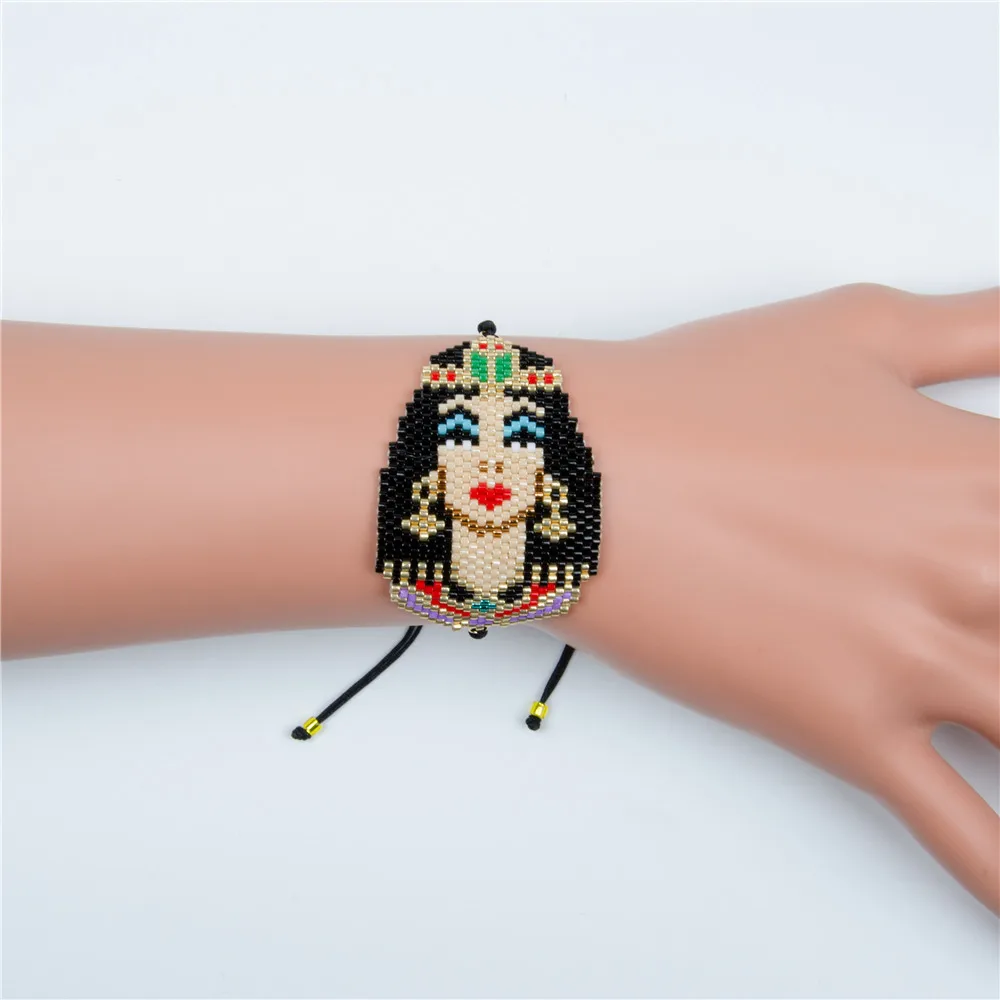 ANL025(1) Handmade The queen of the Egypt Cleopatra Head MIYUKI Delica Seed Beads Thin String Braided Necklace | Украшения и