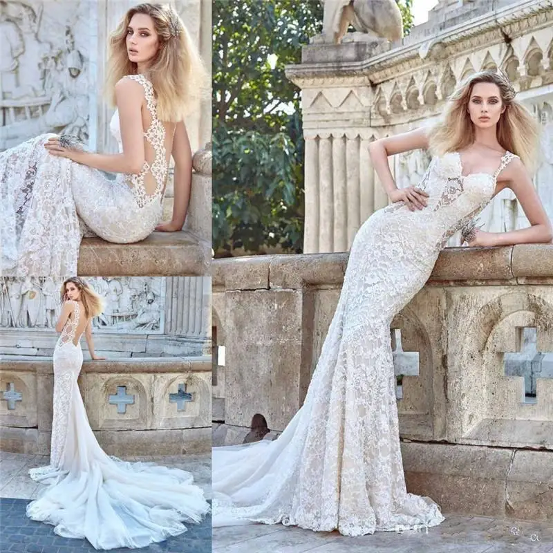 MZY076 Sexy Кружева Русалка Hollow Белый/Слоновая Кость Свадебное Платье Vestido Де Noiva