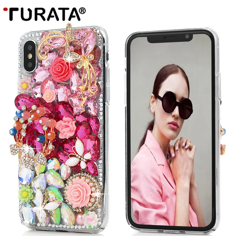 DIY 3D Bling Кристалл Rhinestone задняя Fundas для IPhone X 5 5S SE 7 8 плюс Алмазный Обложка Чехол coque
